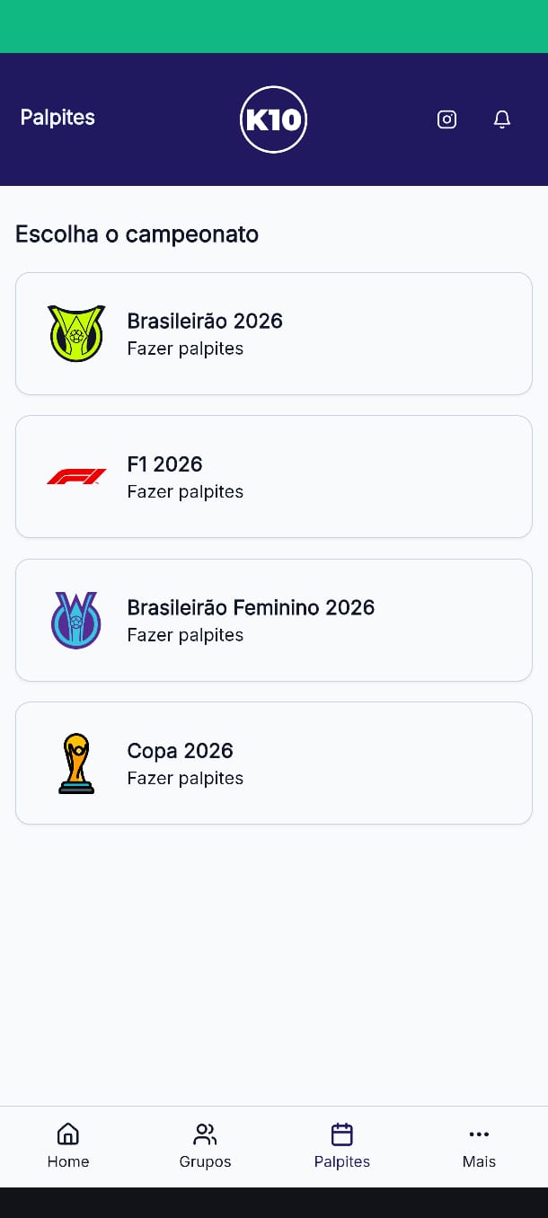 Captura de tela do aplicativo K10